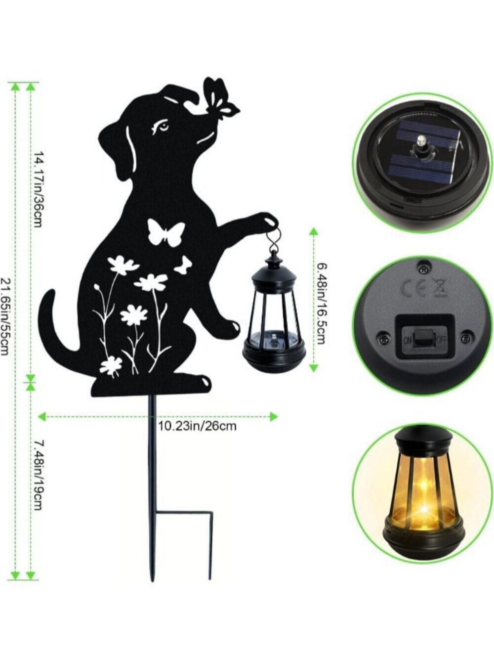 Dog Hanging Lantern Outdoor 1 Pack Black Dog Solar Lights Waterproof Ornaments - Picture 2 of 6